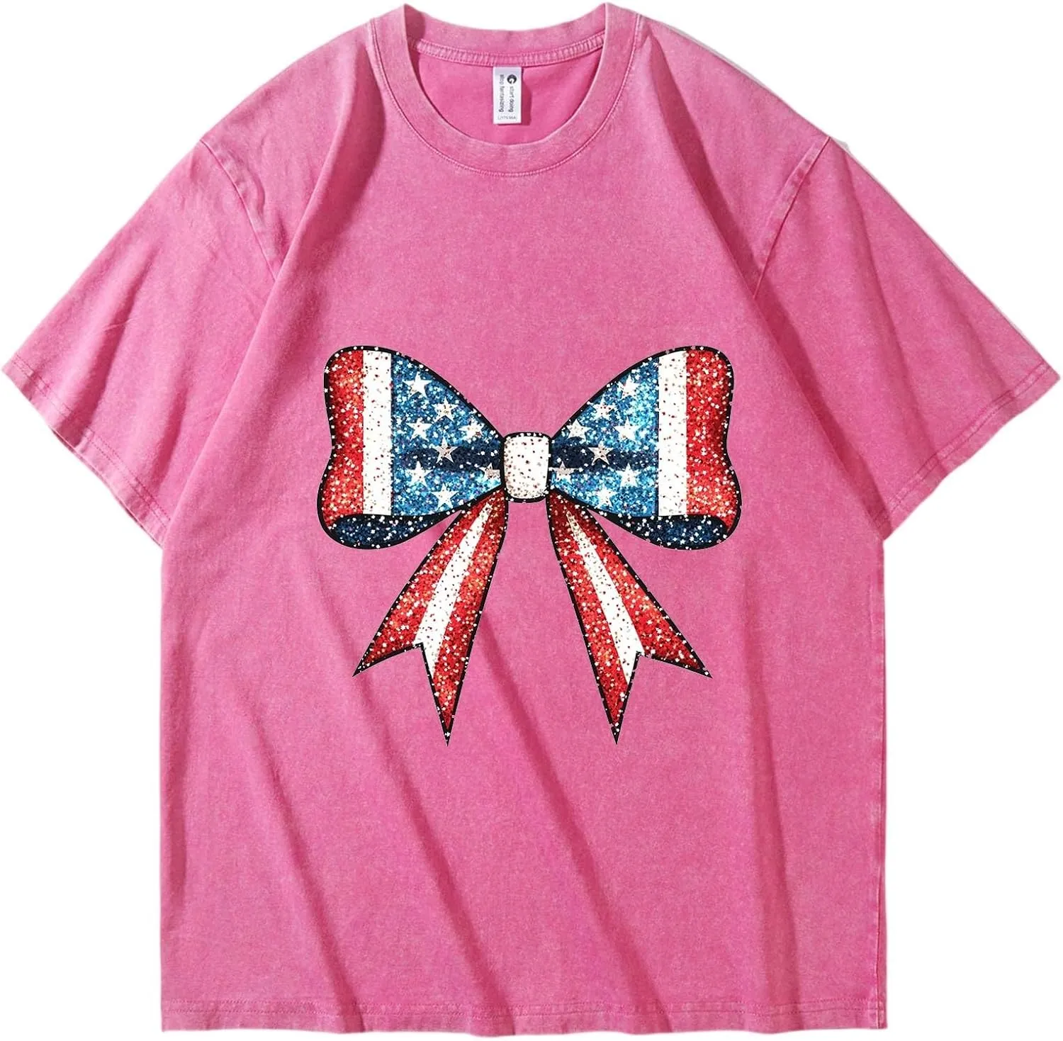 Summer Tops for Women Casual Loose Short Sleeve Round Neck Independence Day Flag Print 4Th of Shirt Tops, S-2XL