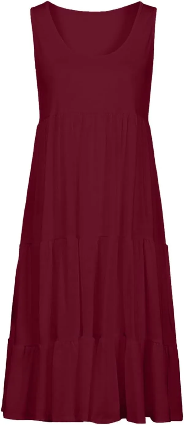 Sun Dresses for Women 2025 Trendy Summer Boho Sundress Beach Wear Casual Loose Vacation Tank Dress Holiday Outfits