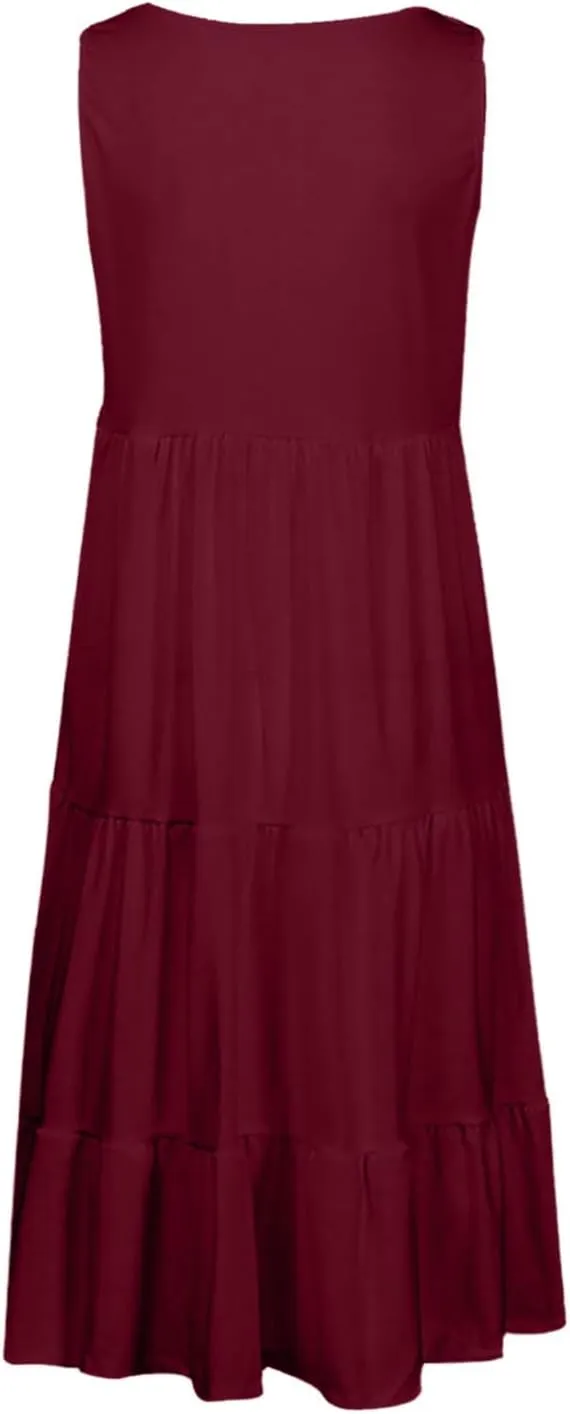 Sun Dresses for Women 2025 Trendy Summer Boho Sundress Beach Wear Casual Loose Vacation Tank Dress Holiday Outfits