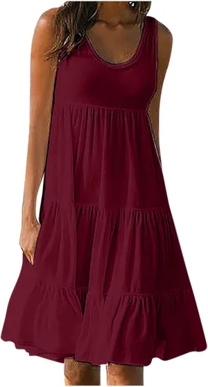 Sun Dresses for Women 2025 Trendy Summer Boho Sundress Beach Wear Casual Loose Vacation Tank Dress Holiday Outfits