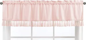 Sweet Jojo Designs Pink Boho Bohemian Window Treatment Valance - Solid Color Blush Shabby Chic Princess Luxurious Luxury Elegant Vintage Designer Boutique Victorian Cotton Fringe Tassle