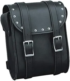 Synthetic Leather Motorcycle Biker Studded Sissy Bar Tool Travel Bag With Quick Release Clip Buckles 8 Inch Tall