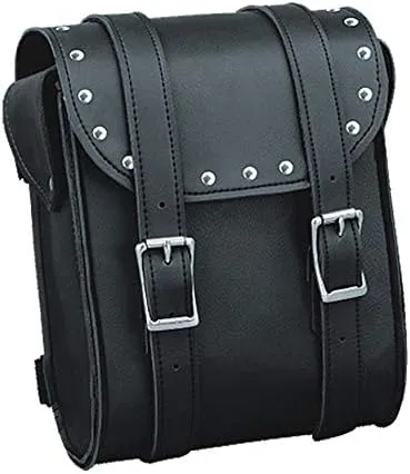 Synthetic Leather Motorcycle Biker Studded Sissy Bar Tool Travel Bag With Quick Release Clip Buckles 8 Inch Tall