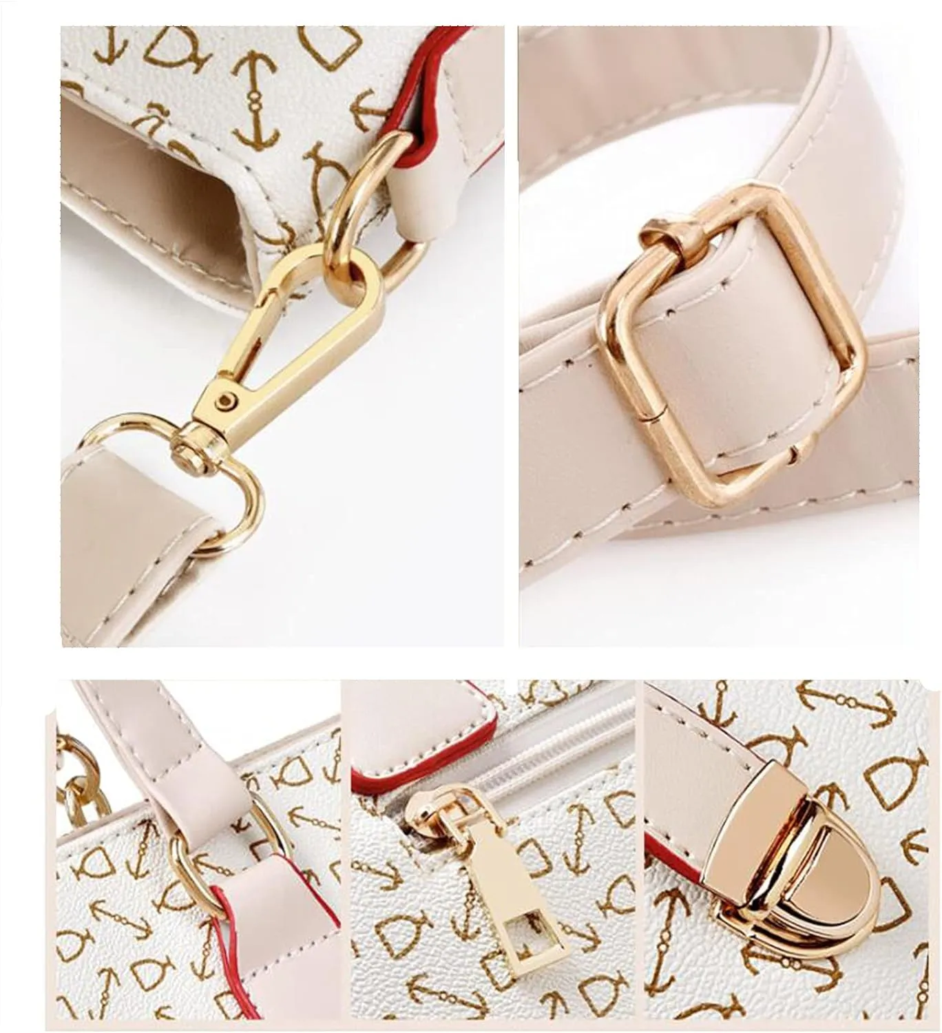 Synthetic PU Leather Tote for Women Satchel Crossbody Hobo 6PCS Simple Arrow Pattern Shoulder Messenger Handbags