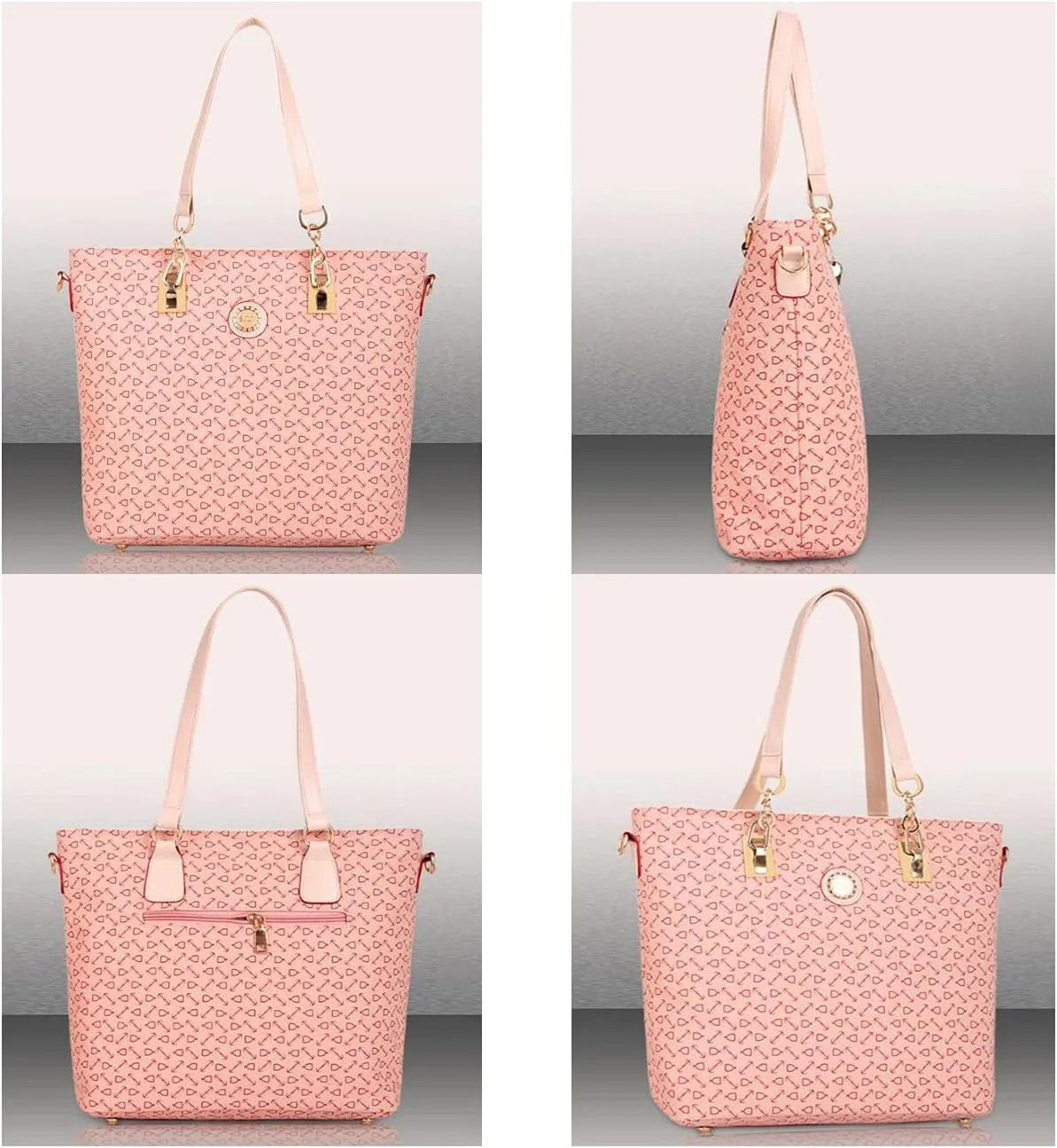 Synthetic PU Leather Tote for Women Satchel Crossbody Hobo 6PCS Simple Arrow Pattern Shoulder Messenger Handbags