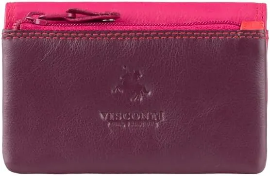 Tahiti RB 99 Multi Colored Womens Soft Luxury Leather Coin Purse Wallet (Plum Multi)