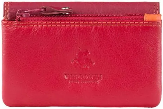 Tahiti RB 99 Multi Colored Womens Soft Luxury Leather Coin Purse Wallet (Red Multi)