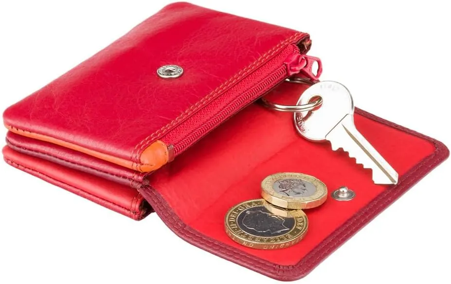 Tahiti RB 99 Multi Colored Womens Soft Luxury Leather Coin Purse Wallet (Red Multi)