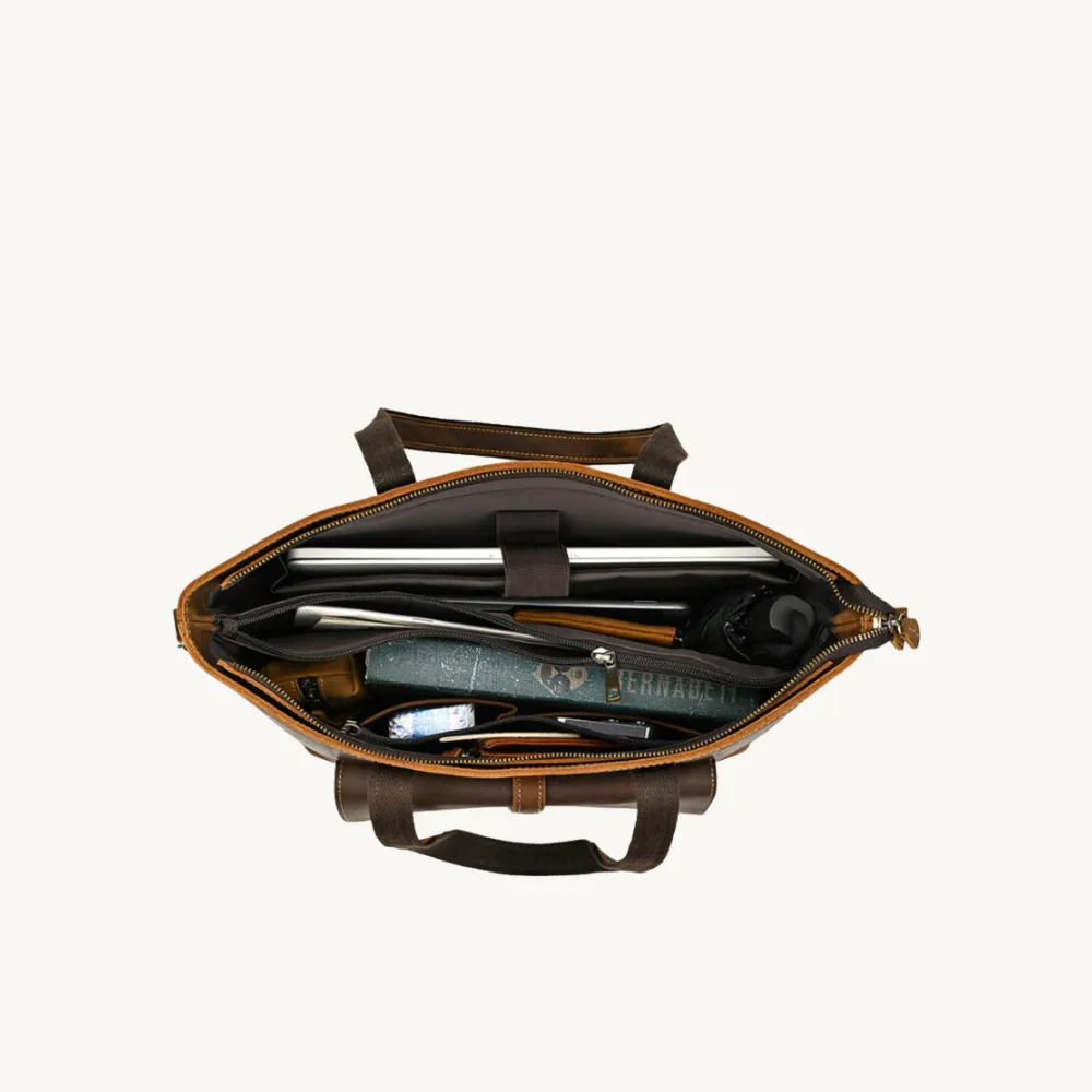 Tan Leather Tote Bag