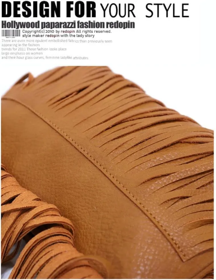 Tassel Crossbody Bag for Women Small Leather Handbags Ladies Fashion Purse Phone Bag