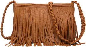 Tassel Crossbody Bag for Women Small Leather Handbags Ladies Fashion Purse Phone Bag