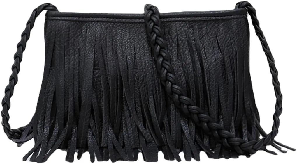 Tassel Crossbody Bag for Women Small Leather Handbags Ladies Fashion Purse Phone Bag