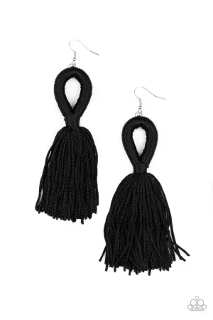 Tassels and Tiaras Black Paparazzi Earrings