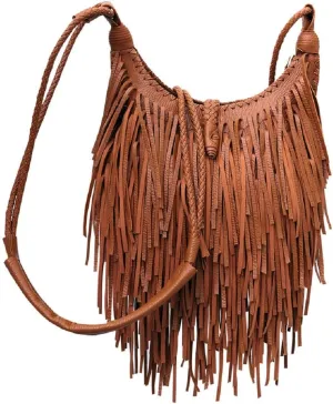 Tassle Shoulder Bags for Women PU Leather Handbag Bohemia Satchel Zipper Crossbody Bag Purse Black