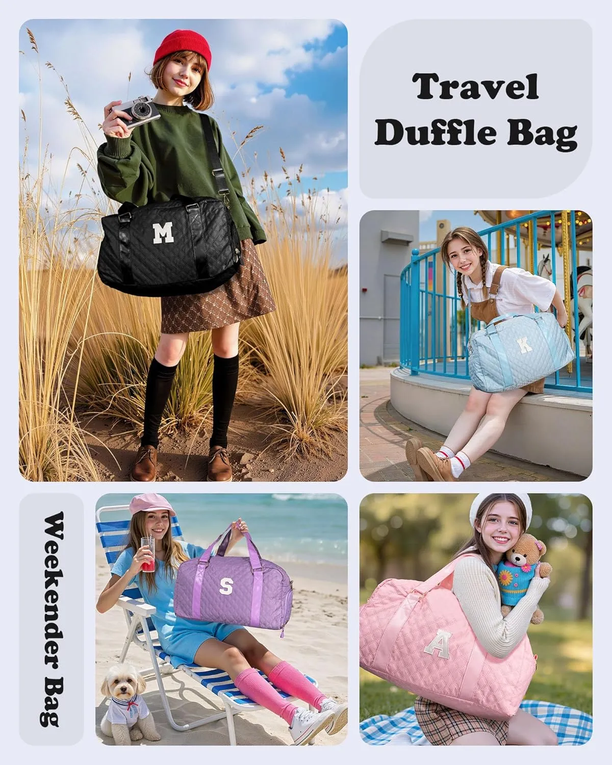 Teen Girl Gifts Trendy Stuff, Personalized Gifts, Initial Travel Duffel Bag or Teens, Monogram Overnight Bag, Trendy Stuff Gifts for Girls Friend Birthday Teacher Gift