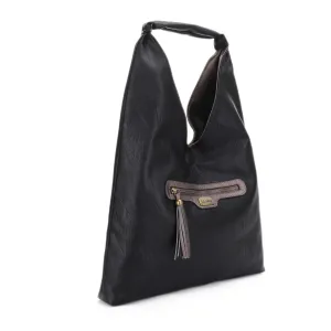 Tess Black   Pewter | Reversible Hobo Bag