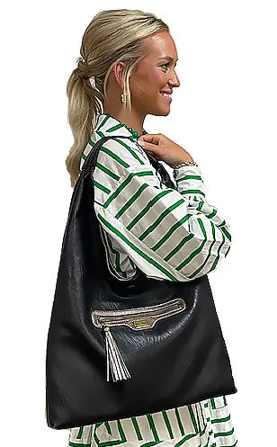 Tess Black   Pewter | Reversible Hobo Bag