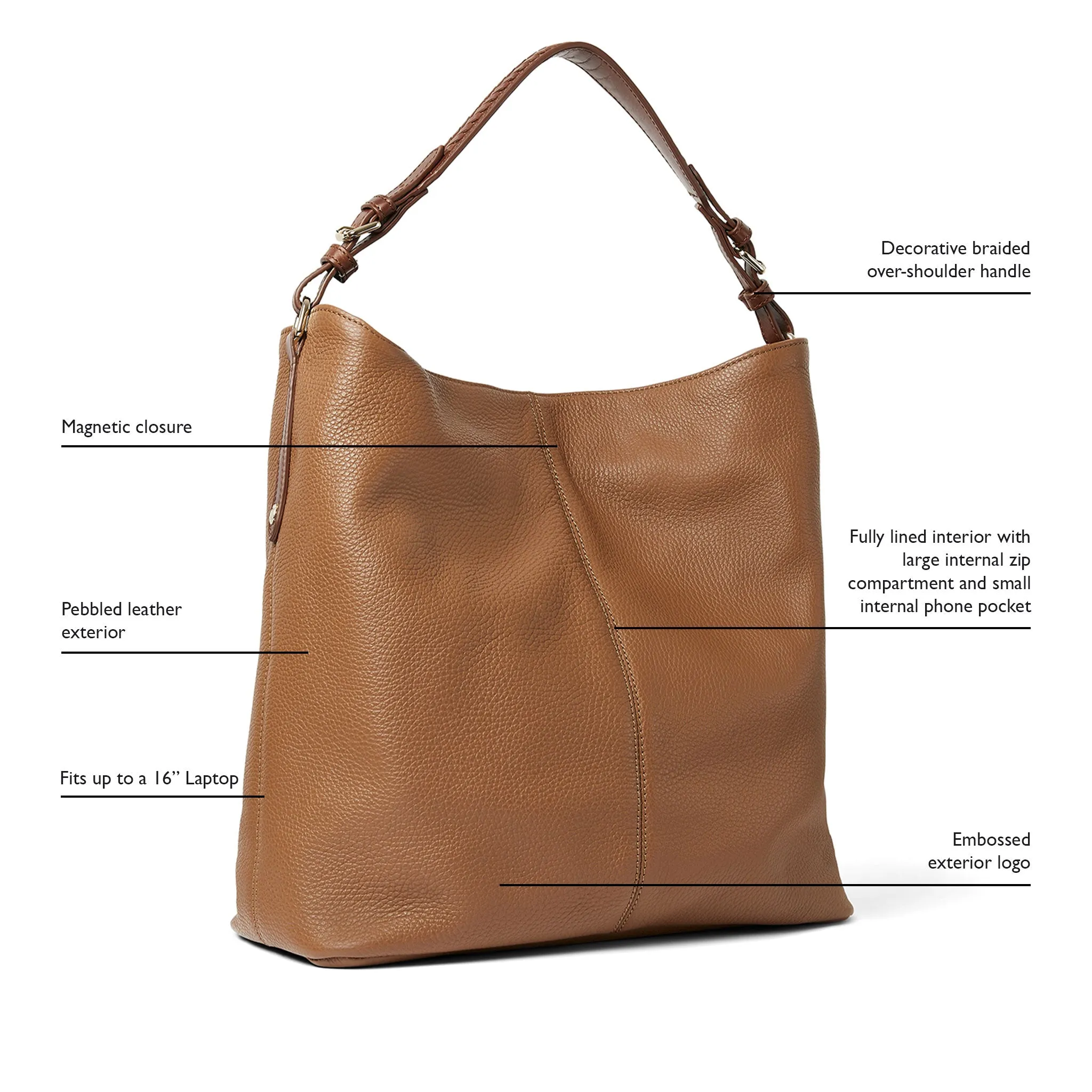 Tetbury Tote Handbag Pebbled Tan Leather