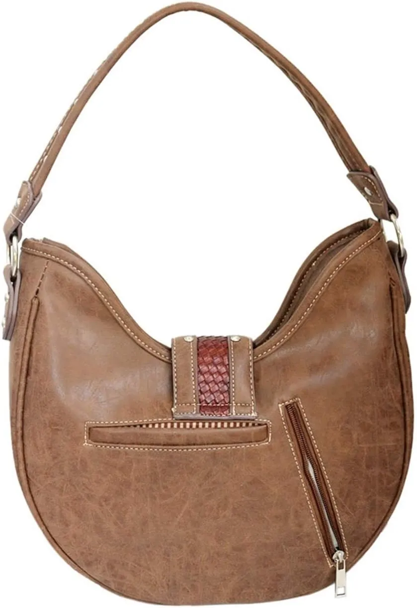 Texas West Western Style Rhinestone Concho Buckle Basketweave Concealed Carry Purse Women Shoulder Bag in 4 colors