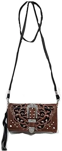 Texas West Western Style Rhinestone Concho Buckle Concealed Carry Purse Women Shoulder Bag in 5 colors