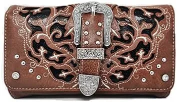 Texas West Western Style Rhinestone Concho Buckle Concealed Carry Purse Women Shoulder Bag in 5 colors