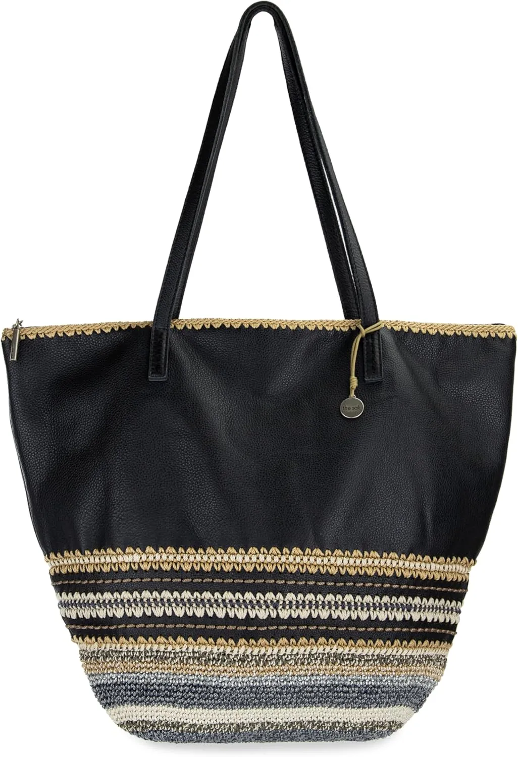 The Sak Faye Tote Bag in Leather, Double Shoulder Straps, Black Seminyak
