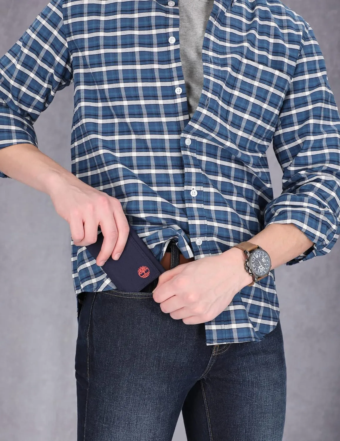 Timberland Men's Trifold Nylon Wallet, Navy, One Size