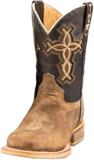 Tin Haul Boys' I Believe Western Boot Square Toe Tan