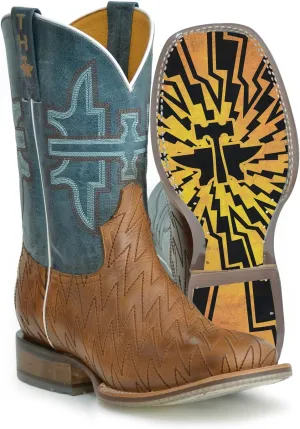 Tin Haul Men's Lightning Bolt Western Boot Broad Square Toe - 14-020-0077-0463 BR 9 D(M) US Brown