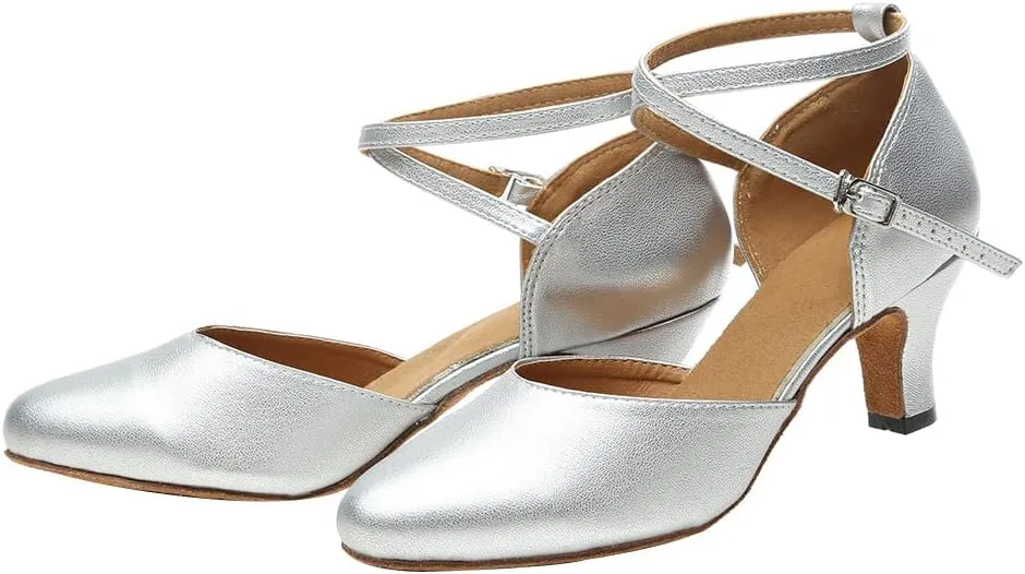 TINRYMX Women Ballroom Dance Shoes Closed Toe T-Strap Character Modern Latin Salsa Tango Waltz Performance Dancing Shoes,Model-YCL272