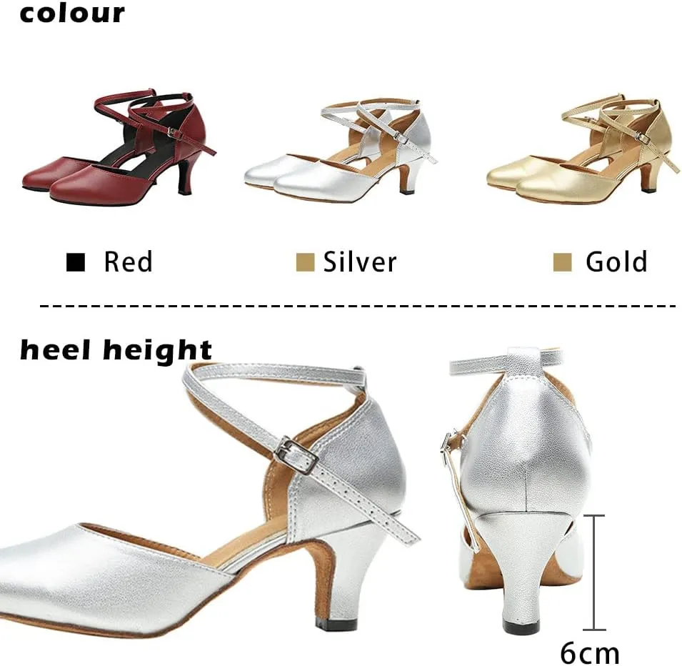 TINRYMX Women Ballroom Dance Shoes Closed Toe T-Strap Character Modern Latin Salsa Tango Waltz Performance Dancing Shoes,Model-YCL272