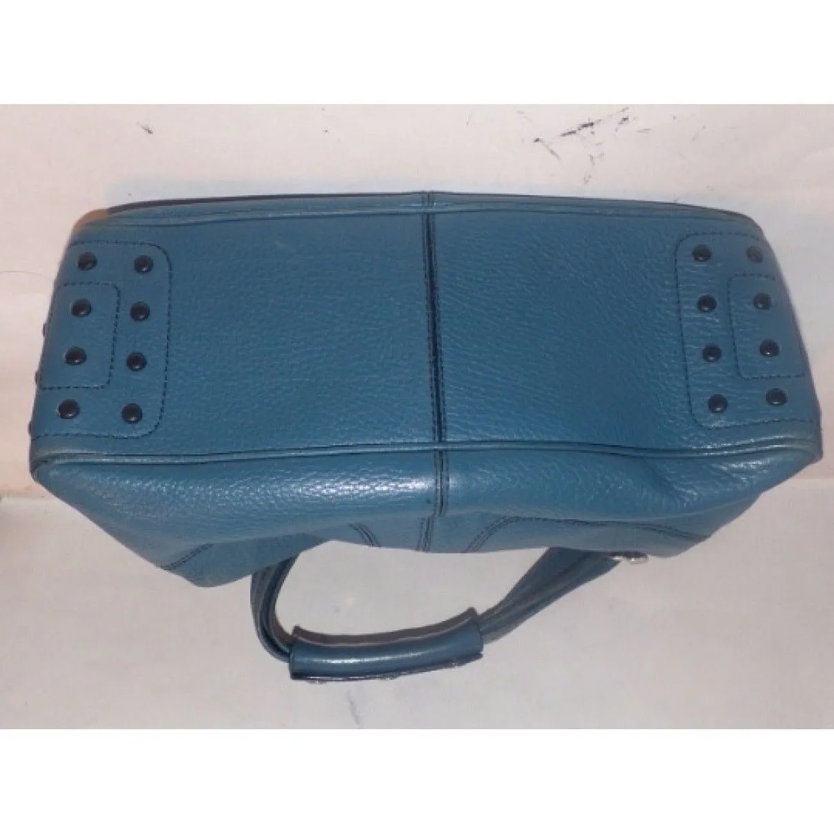 Tod's, robin's egg blue, grained leather, retro, top handle satchel