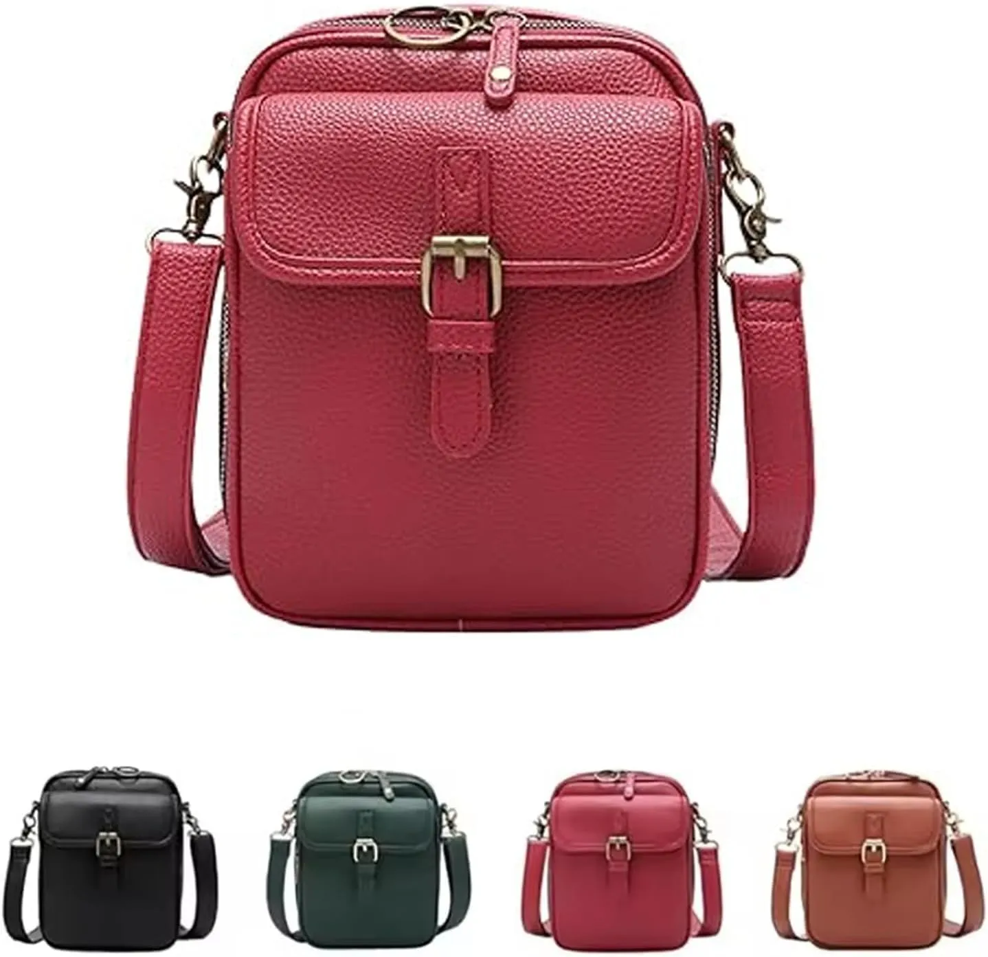 Tojoyride Crossbody Bag Urvashi Crossbody Bag Vintage Crossbody Purse for Women Travel Shoulder Bags Leather Bag(Red)