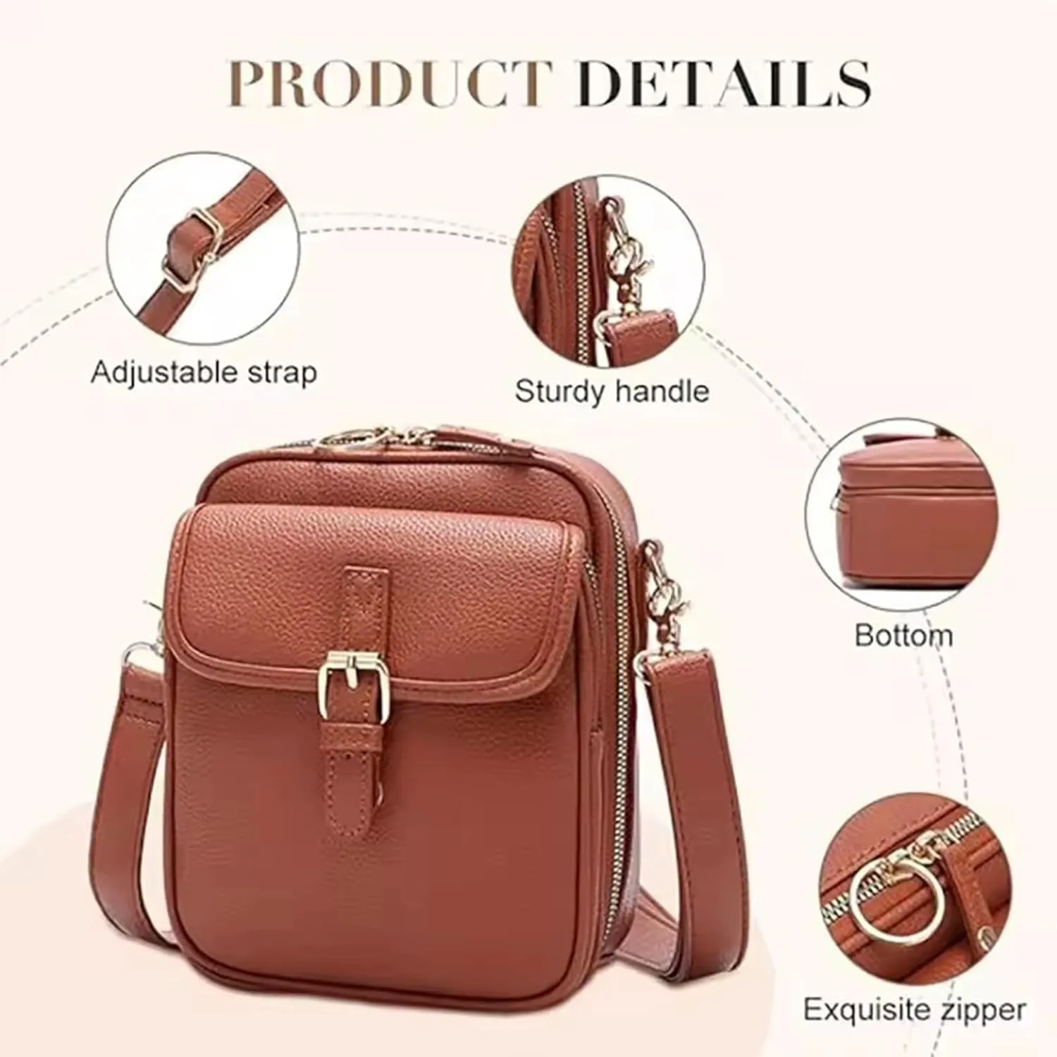 Tojoyride Crossbody Bag Urvashi Crossbody Bag Vintage Crossbody Purse for Women Travel Shoulder Bags Leather Bag(Red)