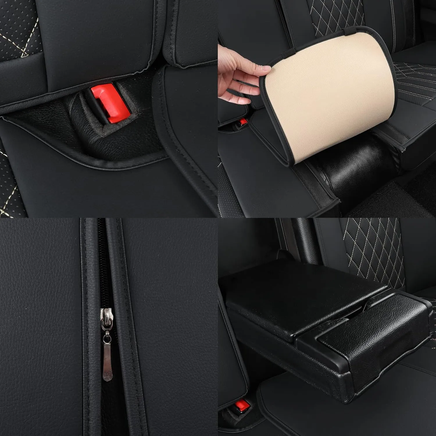 Tomatoman Leather Car Seat Covers Compatible with Infiniti FX50 Waterproof Dustproof Easy Clean Safety Airbag(Full Set/Black Gold)
