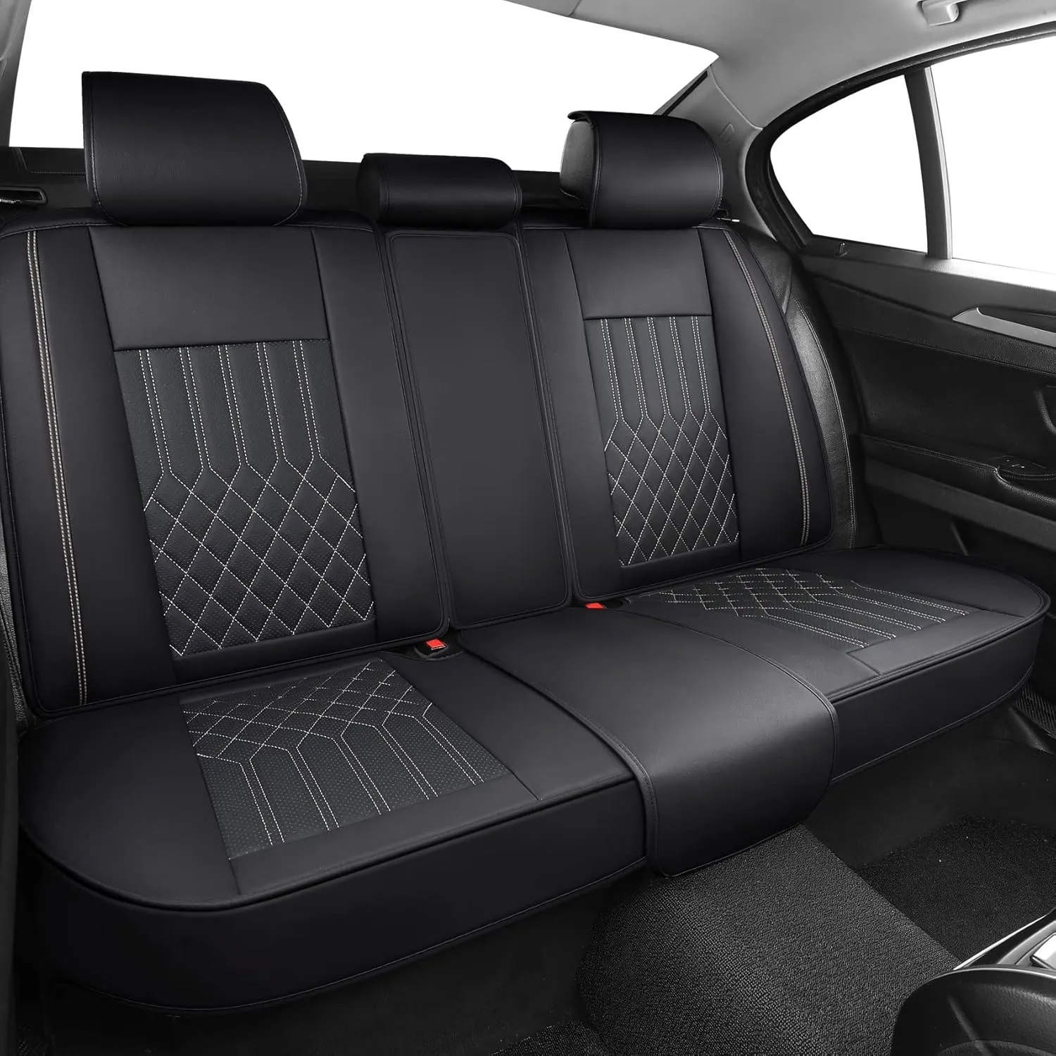 Tomatoman Leather Car Seat Covers Compatible with Infiniti FX50 Waterproof Dustproof Easy Clean Safety Airbag(Full Set/Black Gold)