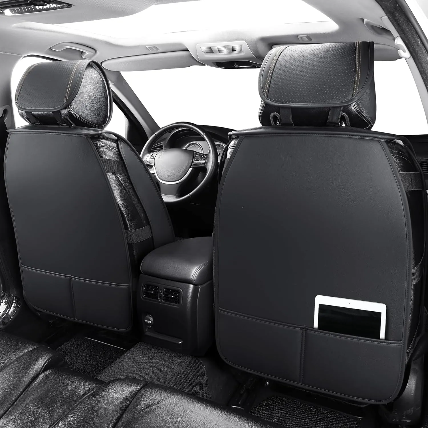 Tomatoman Leather Car Seat Covers Compatible with Infiniti FX50 Waterproof Dustproof Easy Clean Safety Airbag(Full Set/Black Gold)