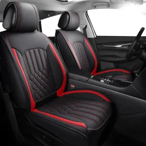 Tomatoman Synthetic Leather Car Seat Covers Compatible with Infiniti QX50 Waterproof Dustproof Easy Clean Safety Airbag(Full Set/Black Red)