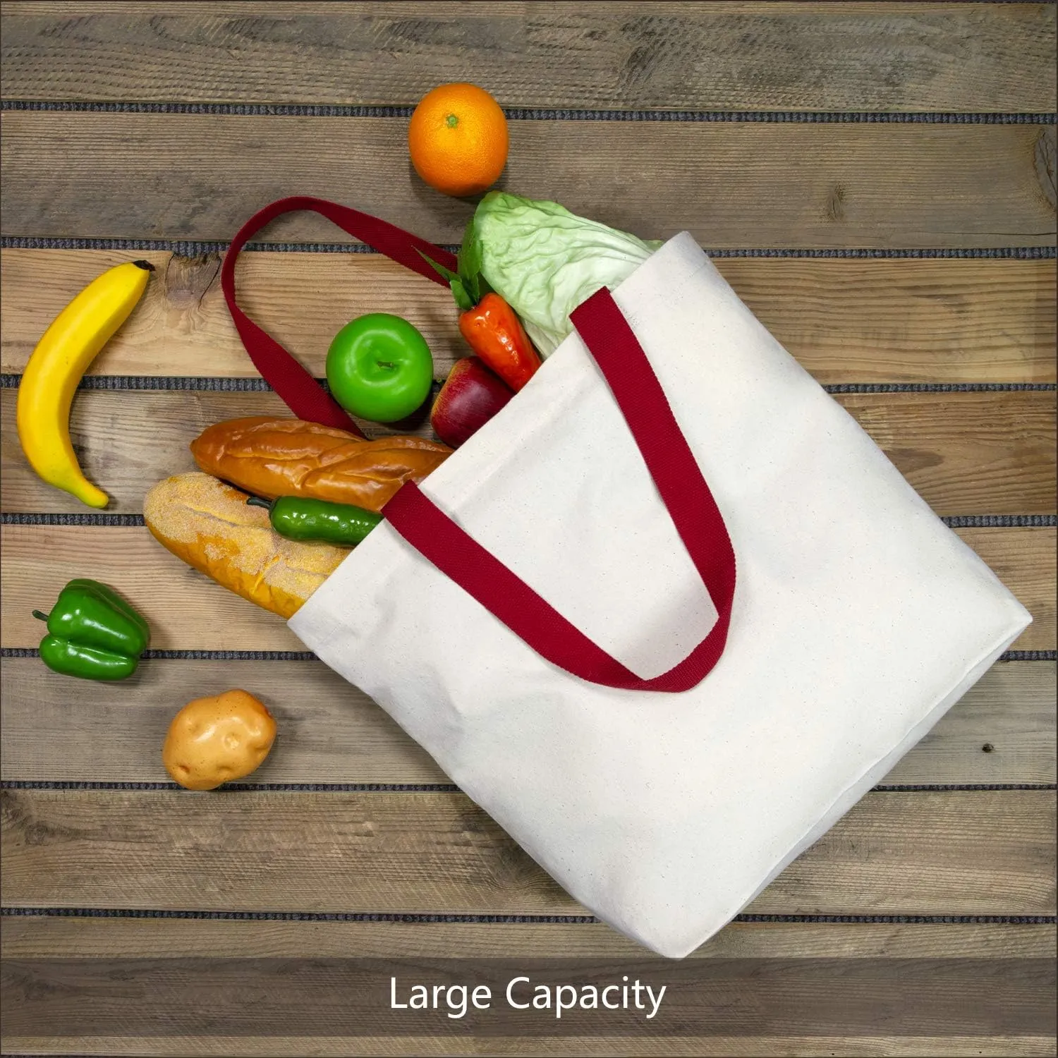 TOPDesign 6-Pack Canvas Tote Bags with Magnetic Snap, Reusable Grocery Shopping Bags, DIY Your Creative Designs