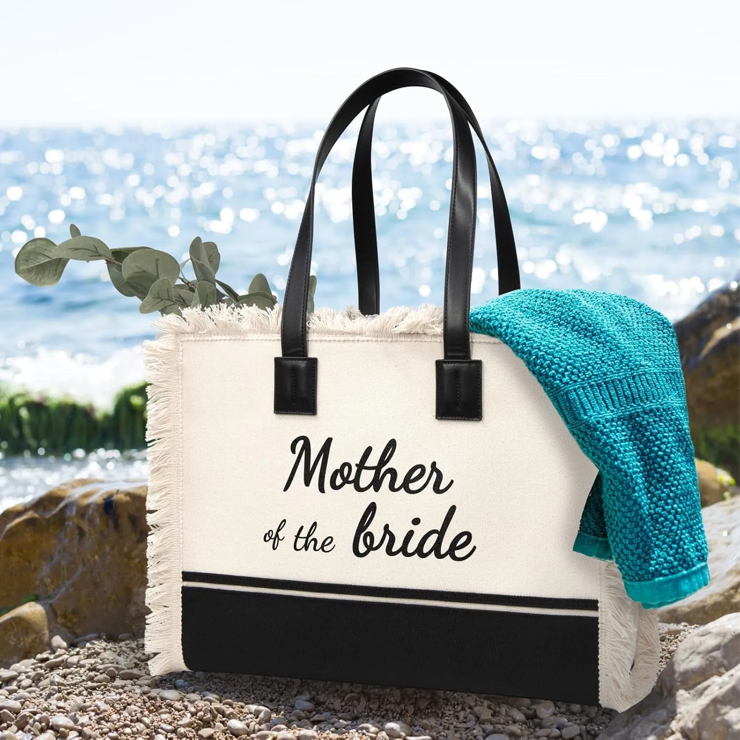 TOPDesign Canvas Tote Bag for Mother of the Bride, Mom Gifts for Mother in Law at Wedding, Engagement, Bridal Shower, Appreciation Gift from Groom