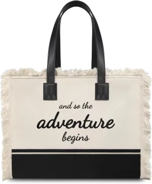 TOPDesign Canvas Tote Bride Bag, Inspirational Bridal Shower, Bachelorette Party, Engagement Wedding Gifts, Congratulation Present for New Chapter-And So the Adventure Begins