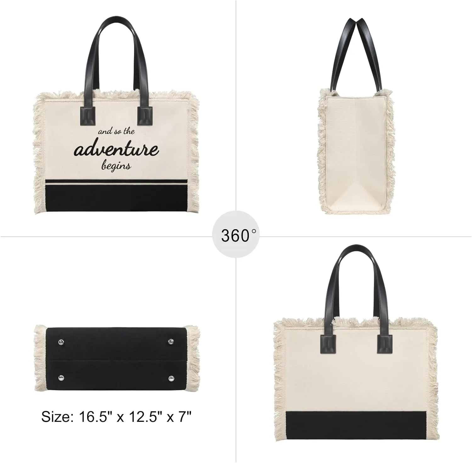 TOPDesign Canvas Tote Bride Bag, Inspirational Bridal Shower, Bachelorette Party, Engagement Wedding Gifts, Congratulation Present for New Chapter-And So the Adventure Begins