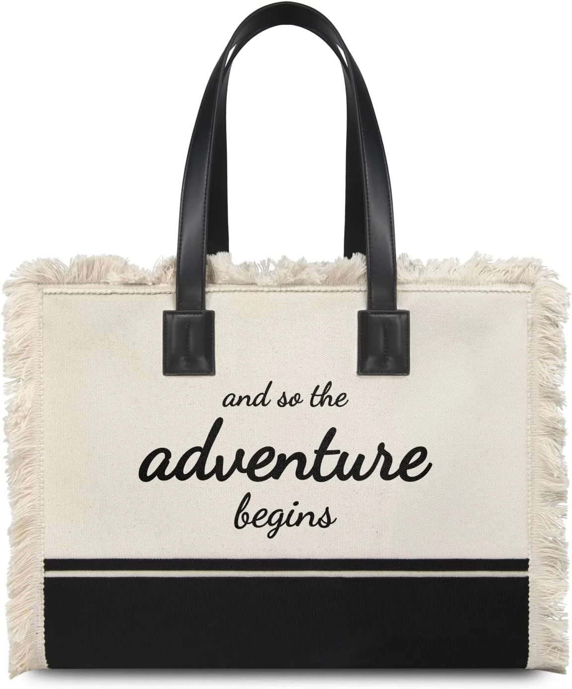 TOPDesign Canvas Tote Bride Bag, Inspirational Bridal Shower, Bachelorette Party, Engagement Wedding Gifts, Congratulation Present for New Chapter-And So the Adventure Begins