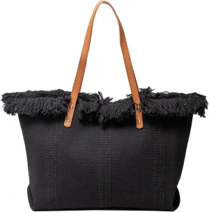 Tote Bag for Women Cute Canvas Shoulder Bag Summer Vibe Beach Bag Casual Handbag Bohemian Hobo Bag with Tassels