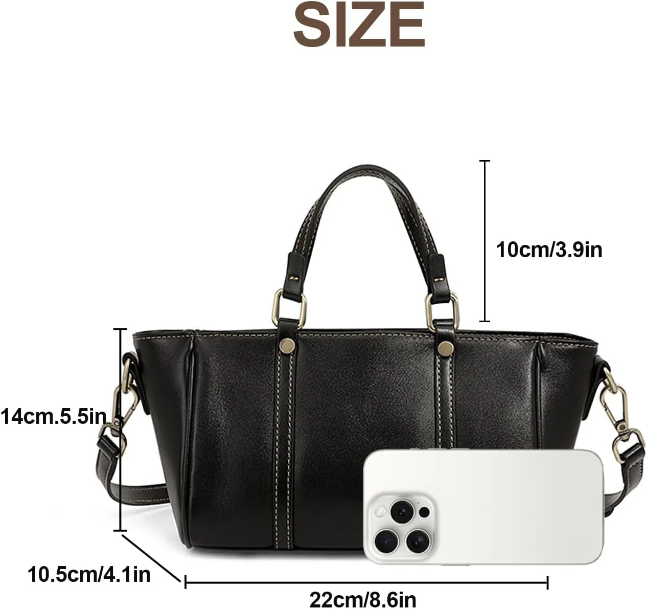 Tote Bag for Women, Genuine Leather Crossbody Handbag Purse, Satchel Designer Shoulder with 2 Shoulder Straps