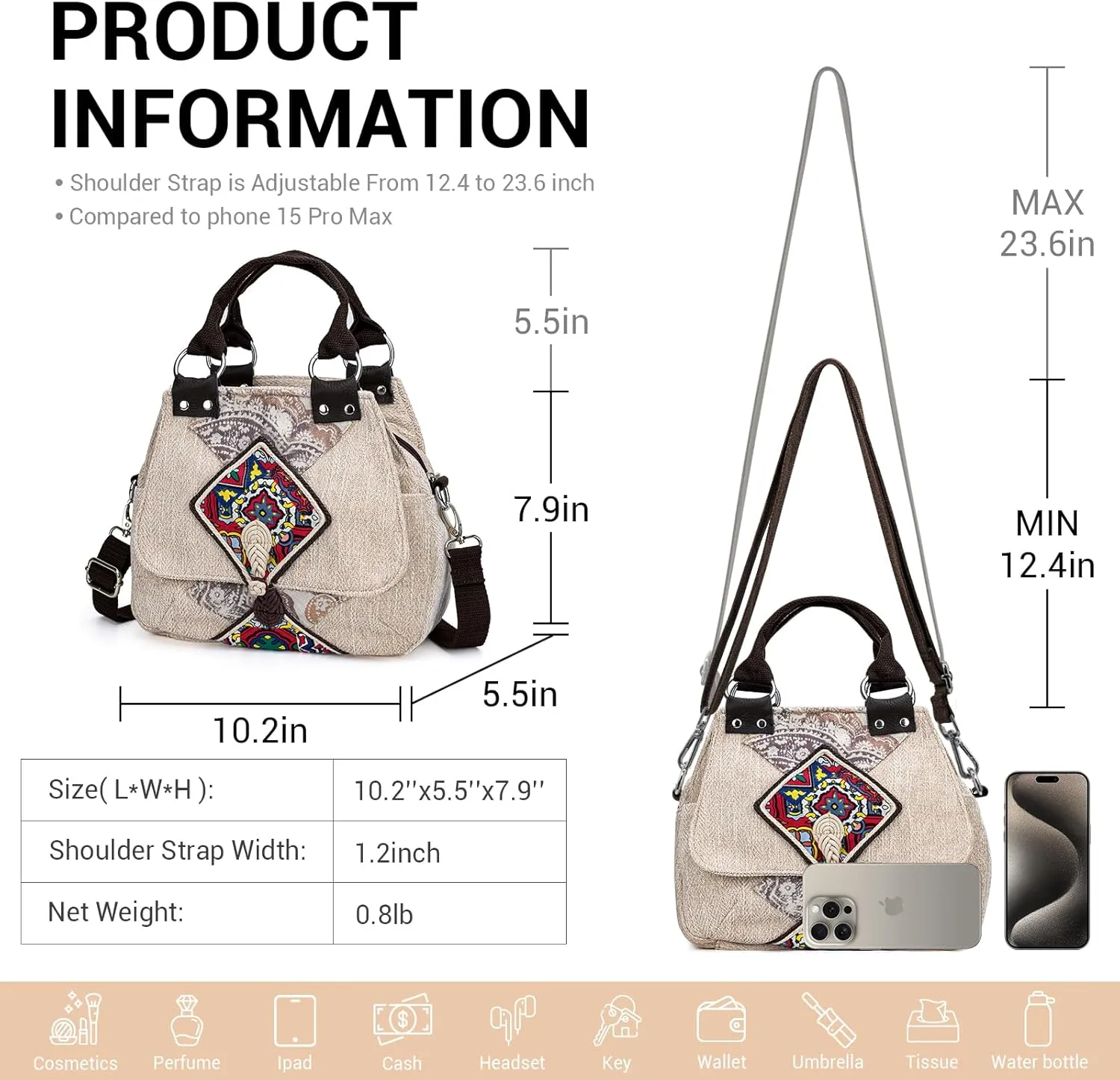 Tote Bag for Women With Zipper, Small Crossbody Bags for Women Trendy, Hand-Woven Shoulder Handbags