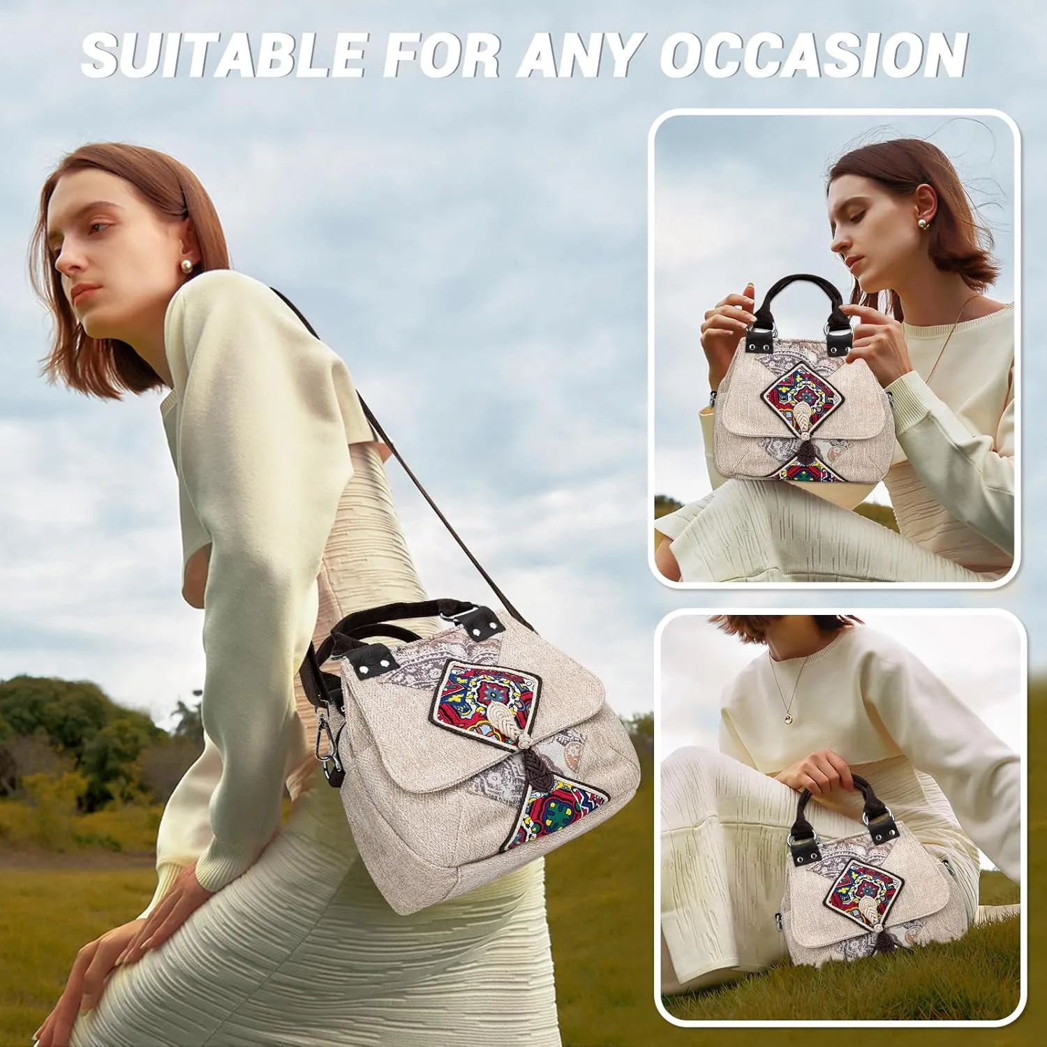 Tote Bag for Women With Zipper, Small Crossbody Bags for Women Trendy, Hand-Woven Shoulder Handbags
