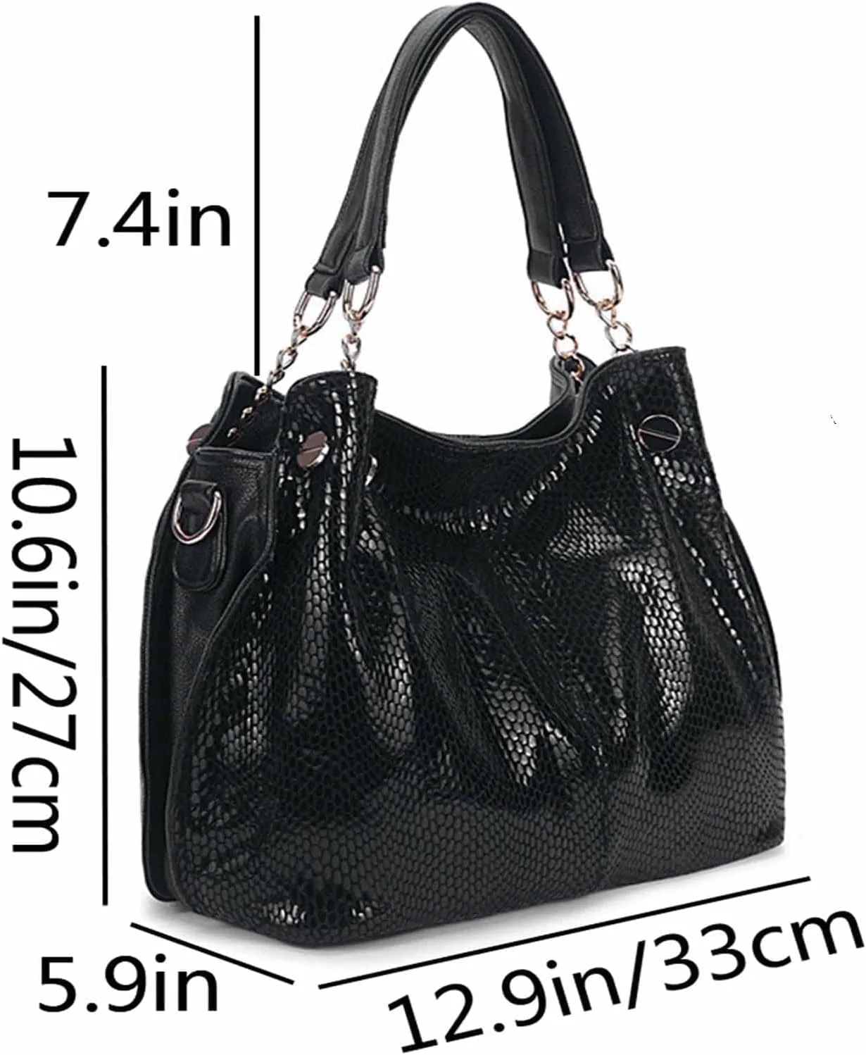 Tote Bag Satchel for Women PU Leather Top-Handle Shoulder Bags Snake Pattern Handbag Purse
