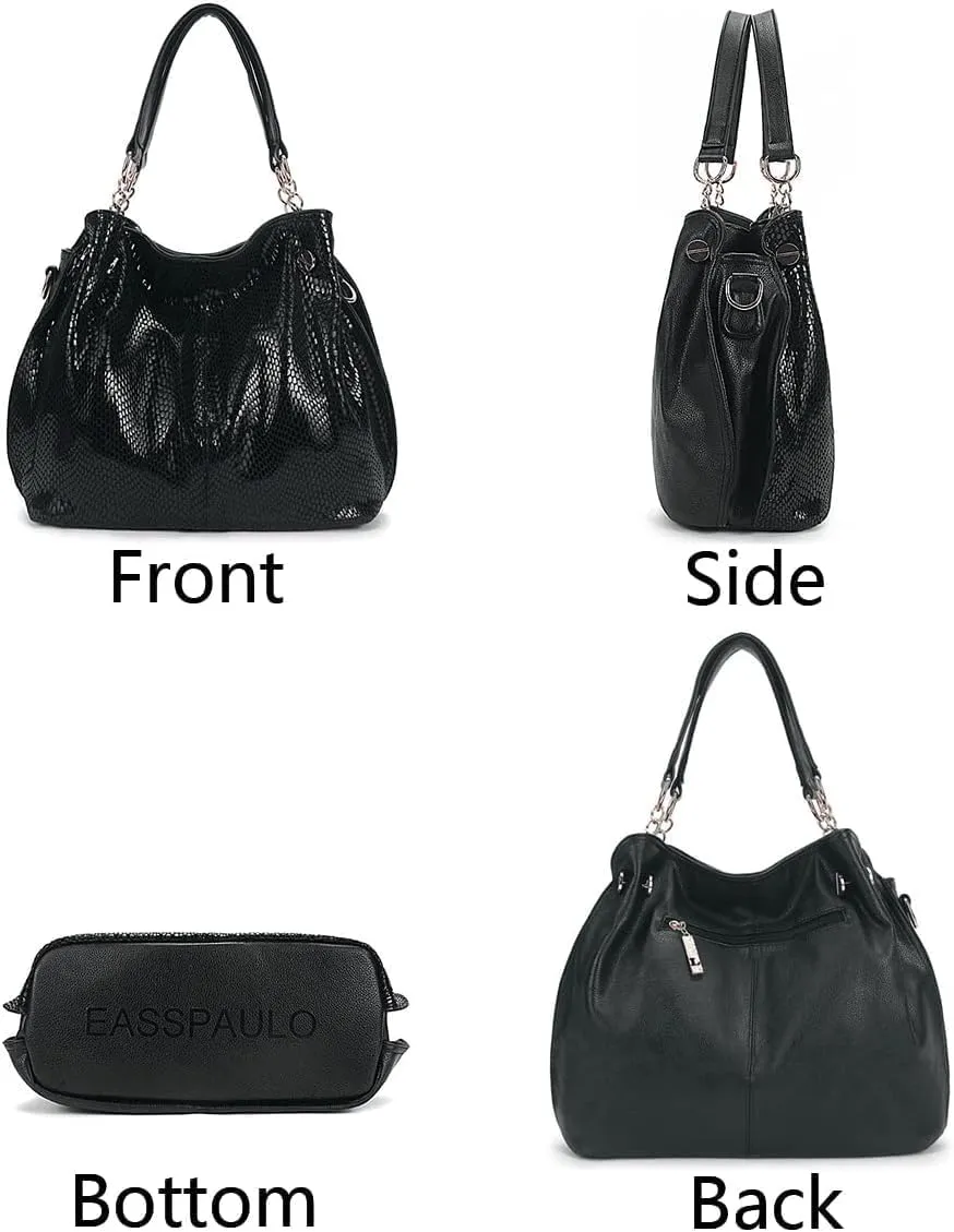 Tote Bag Satchel for Women PU Leather Top-Handle Shoulder Bags Snake Pattern Handbag Purse
