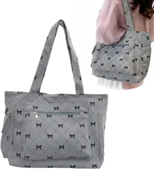 Tote Brown Bag Cute Bow with Multi Pockets Shopping Travel Women Large Shoulder Purse Handbag Slouchy Hobo Bag